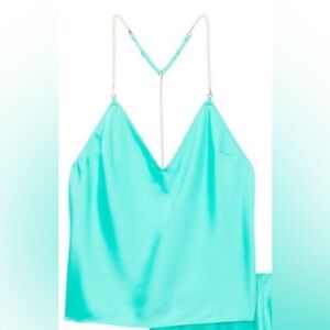 New! Victorias Secret Aquarius Blue Pearl Strap Cami top 37880